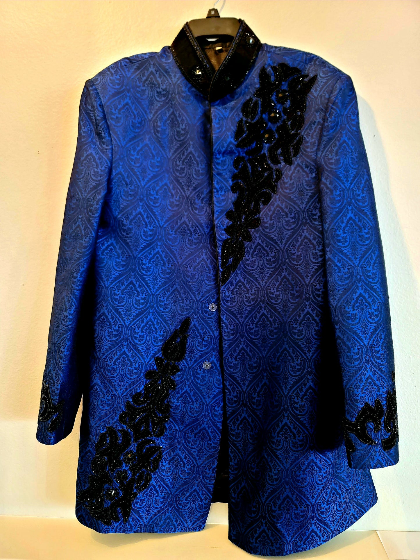 Embroidery Blue Long Jacket