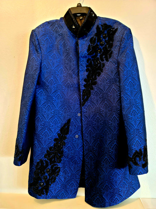 Embroidery Blue Long Jacket